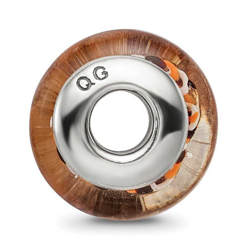 Image of Sterling Silver Reflections Brown Hand-blown Glass Bead QRS702