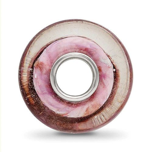 Image of Sterling Silver Reflections Clear & Pink Sparkle Glass Bead