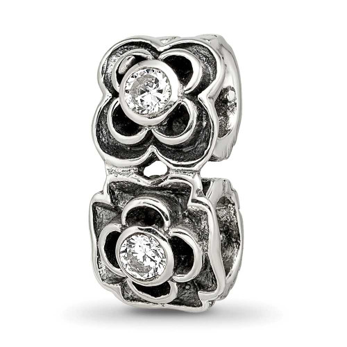 Image of Sterling Silver Reflections CZ Connector Bead QRS141