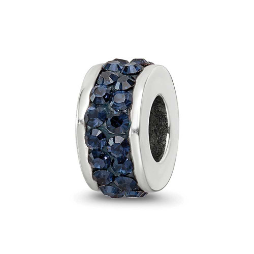 Image of Sterling Silver Reflections Dark Blue Double Row Bead