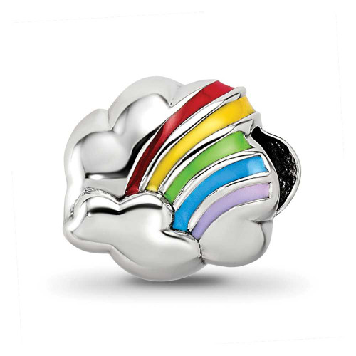Image of Sterling Silver Reflections Enamel Rainbow Bead
