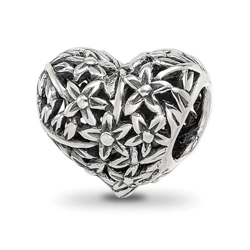 Image of Sterling Silver Reflections Filigree Flower Heart Bead