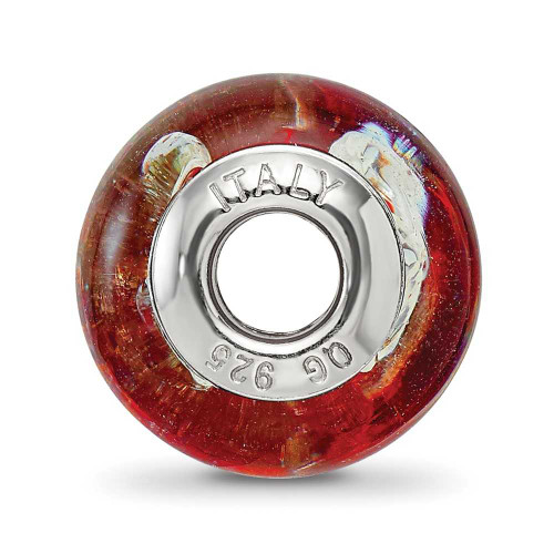 Image of Sterling Silver Reflections Foil Heart Infinity Red Italian Glass Bead