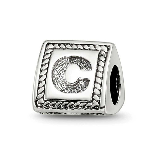 Image of Sterling Silver Reflections Letter C Triangle Block Bead