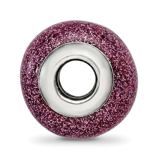 Image of Sterling Silver Reflections Pink Glitter Italian Glass Bead