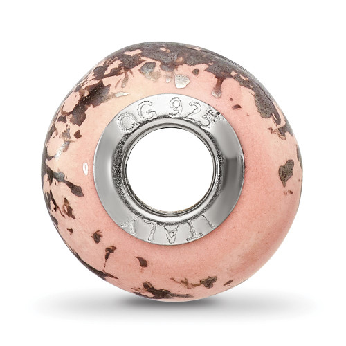Sterling Silver Reflections Pink w/Platinum Foil Ceramic Bead