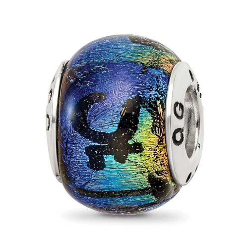 Image of Sterling Silver Reflections St Thomas Orange Dichroic Glass Bead