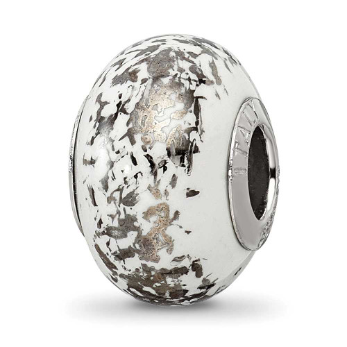 Image of Sterling Silver Reflections White w/Platinum Foil Ceramic Bead