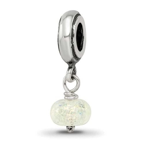 Image of Sterling Silver Reflections Yellow Dichroic Glass Dangle Bead