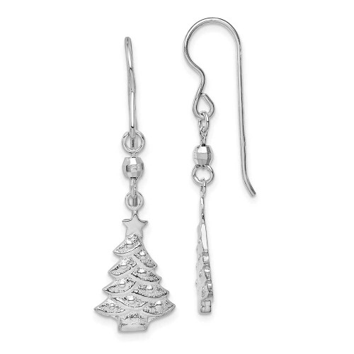 Image of 42mm Sterling Silver Rhodium Plated Christmas Tree Dangle Earrings