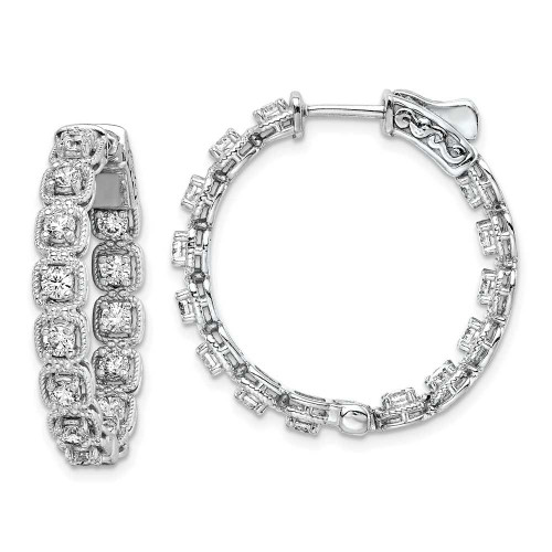 Image of 27mm Sterling Silver Rhodium Plated CZ In and Out Round Hoop Earrings