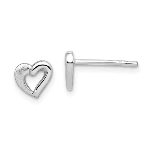 Image of 6mm Sterling Silver Rhodium Plated Open Heart Post Earrings QE8626