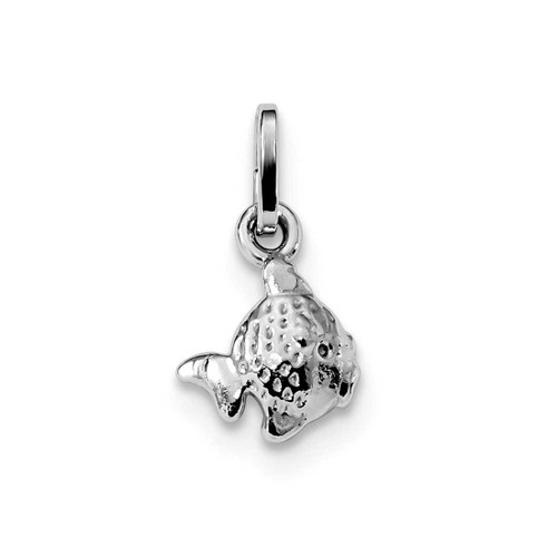 Image of Sterling Silver Rhodium Plated Polished Fish Pendant