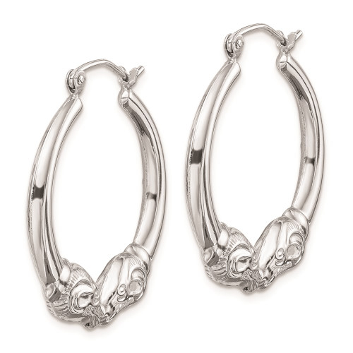 25mm Sterling Silver Rhodium Plated Rams Head Hoop Earrings