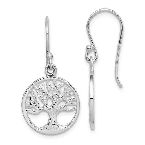 Image of Sterling Silver Rhodium Plated Tree of Life Dangle Earrings