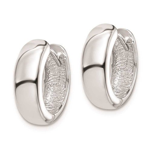 Image of 13mm Sterling Silver Rhodium Polished Hinged Hoop Earrings QE8493