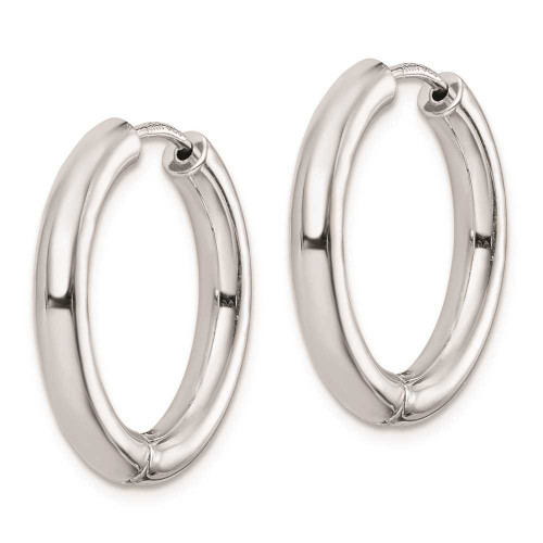 Image of 21mm Sterling Silver Rhodium Polished Hinged Hoop Earrings QE8500