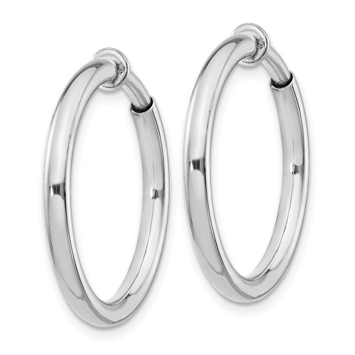 25mm Sterling Silver Rhodium Polished Hoop Earrings QE8555
