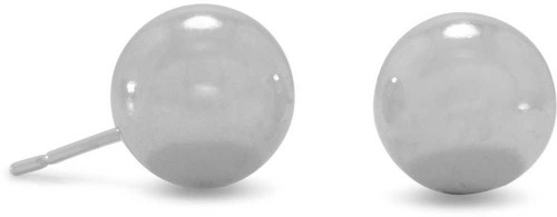 Image of Sterling Silver Rhodium-plated 10mm Ball Stud Earrings