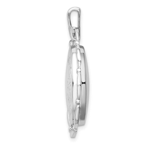 Image of Sterling Silver Rhodium-plated 21x16mm Oval Locket Pendant