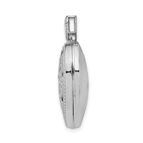 Image of Sterling Silver Rhodium-plated 24mm Heart w/ Diamond Vintaged Locket Pendant