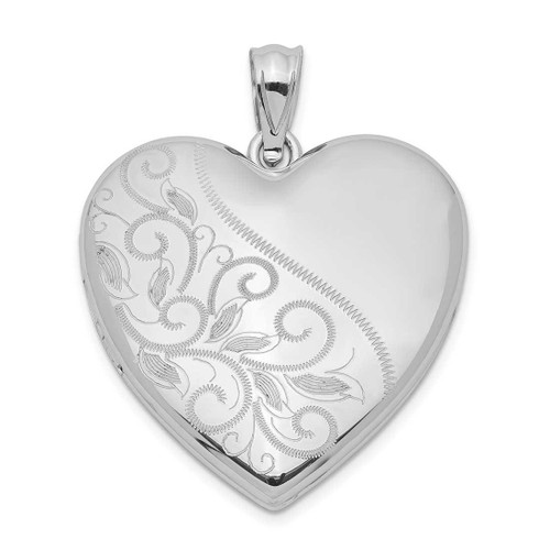 Image of Sterling Silver Rhodium-plated 24mm Scrolled Heart Family Locket Pendant