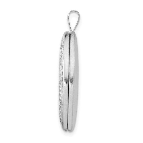 Image of Sterling Silver Rhodium-plated 26mm Leaf Border Oval Locket Pendant