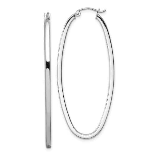 Image of 51mm Sterling Silver Rhodium-Plated 2mm Oval Hoop Earrings