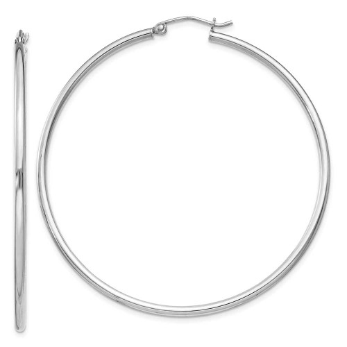 Image of 57mm Sterling Silver Rhodium-Plated 2mm Round Hoop Earrings QE803