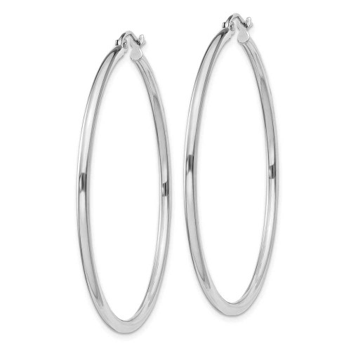 Image of 47mm Sterling Silver Rhodium-Plated 2mm Round Hoop Earrings QE804