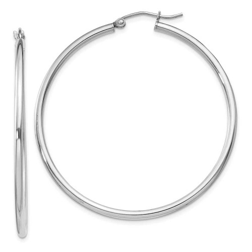 Image of 47mm Sterling Silver Rhodium-Plated 2mm Round Hoop Earrings QE804