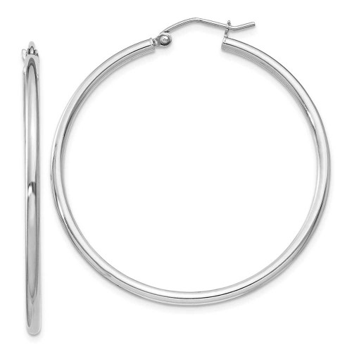 Image of 42mm Sterling Silver Rhodium-Plated 2mm Round Hoop Earrings QE805