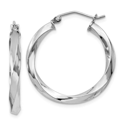 Image of 28mm Sterling Silver Rhodium-Plated 3.00mm Twisted Hoop Earrings QE4584