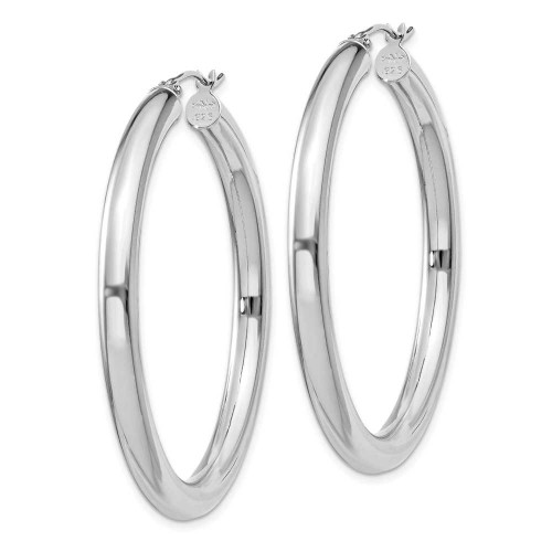 Image of 47mm Sterling Silver Rhodium-Plated 4mm Round Hoop Earrings QE818