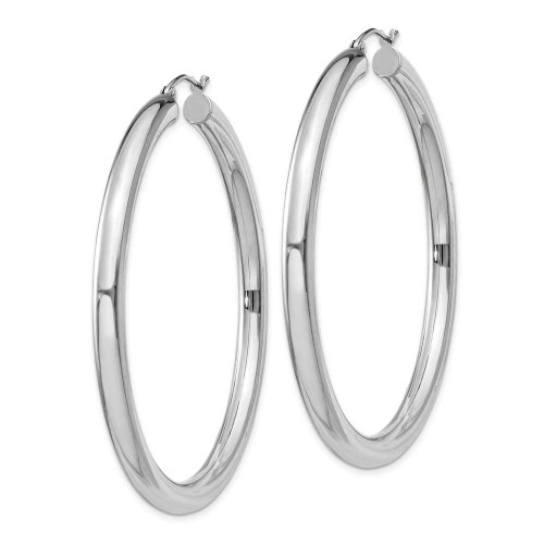 Image of 58mm Sterling Silver Rhodium-Plated 4mm Round Hoop Earrings QE819