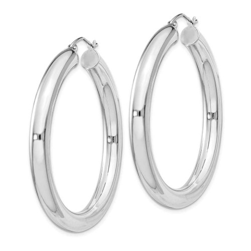Image of 46mm Sterling Silver Rhodium-Plated 5.00mm Polished Hoop Earrings QE4409 Image of 46mm Sterling Silver Rhodium-Plated 5.00mm Polished Hoop Earrings QE4409