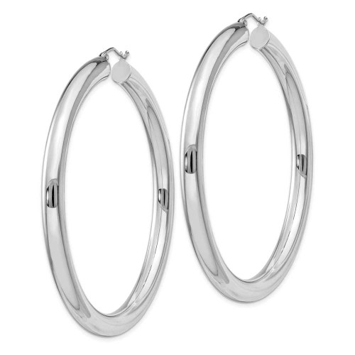 Image of 62mm Sterling Silver Rhodium-Plated 5.00mm Polished Hoop Earrings QE4410 Image of 62mm Sterling Silver Rhodium-Plated 5.00mm Polished Hoop Earrings QE4410