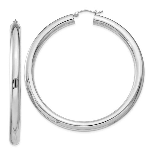 Image of 62mm Sterling Silver Rhodium-Plated 5.00mm Polished Hoop Earrings QE4410 Image of 62mm Sterling Silver Rhodium-Plated 5.00mm Polished Hoop Earrings QE4410