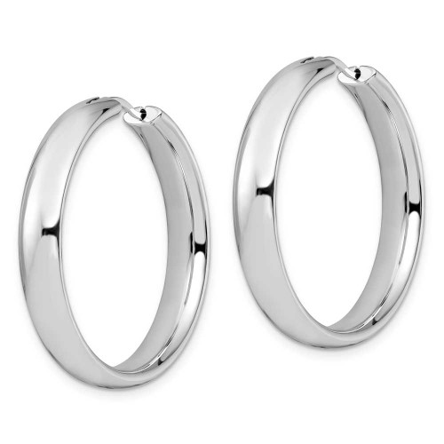 Image of 38mm Sterling Silver Rhodium-Plated 6mm Half Round Tube Earrings QLE154 Image of 38mm Sterling Silver Rhodium-Plated 6mm Half Round Tube Earrings QLE154