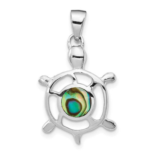 Image of Sterling Silver Rhodium-plated Abalone Turtle Pendant