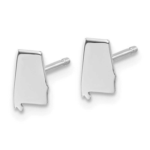 Image of 8.84mm Sterling Silver Rhodium-Plated Alabama AL Small State Stud Earrings