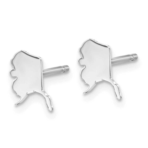 Image of 8.15mm Sterling Silver Rhodium-Plated Alaska AK Small State Stud Earrings