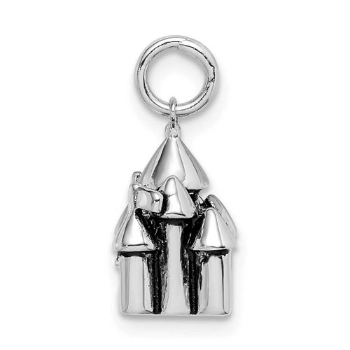 Image of Sterling Silver Rhodium-plated Antiqued Castle Pendant