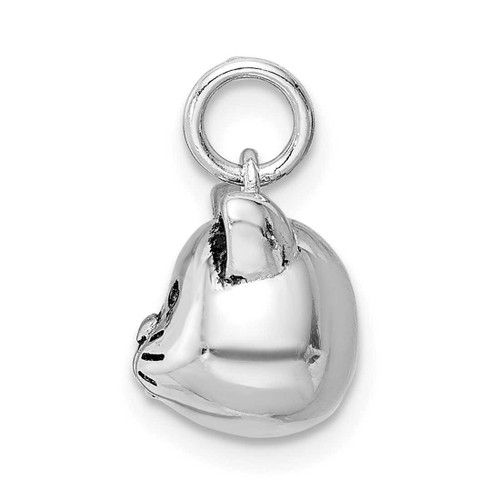 Image of Sterling Silver Rhodium-plated Antiqued Cat Head Charm