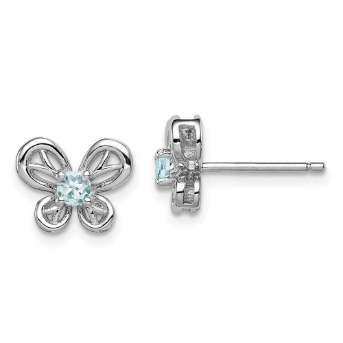 Image of 9mm Sterling Silver Rhodium-Plated Aquamarine Earrings
