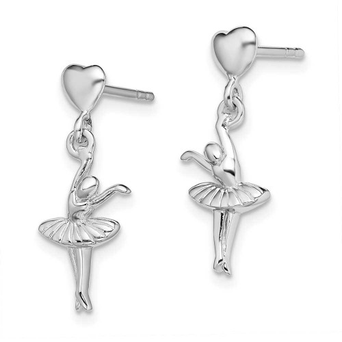 Image of 21.4mm Sterling Silver Rhodium-Plated Ballerina Dangle Post Earrings