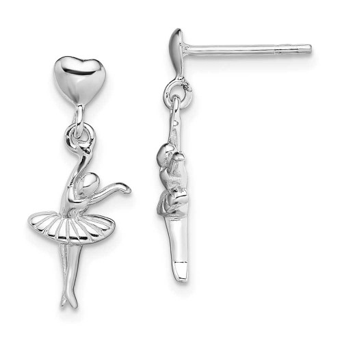 Image of 21.4mm Sterling Silver Rhodium-Plated Ballerina Dangle Post Earrings