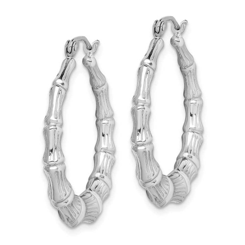 Image of 29mm Sterling Silver Rhodium-Plated Bamboo-Style Hoop Earrings QE4711