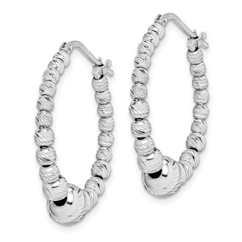 Image of 27mm Sterling Silver Rhodium-Plated Beaded Hinged Hoop Earrings QE11652
