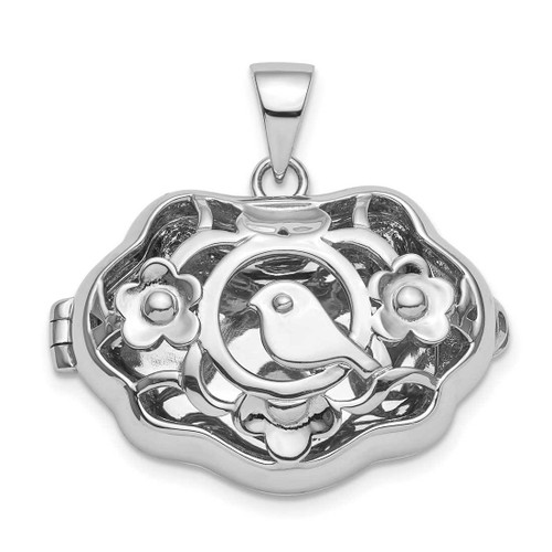 Image of Sterling Silver Rhodium-plated Bird Locket-Style Pendant